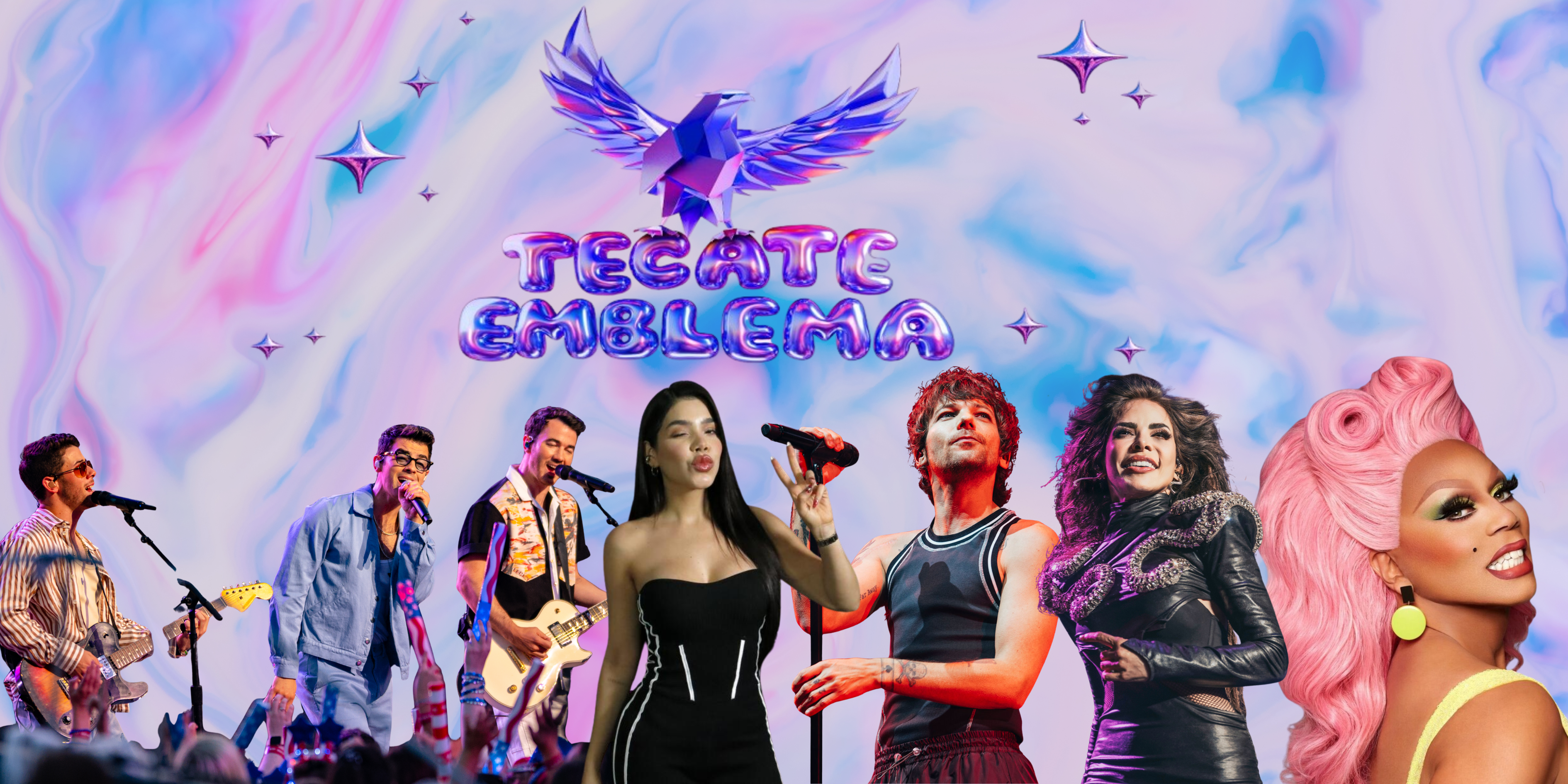 Jonas Brothers, Gloria Trevi y Louis Tomlinson en el Tecate Emblema